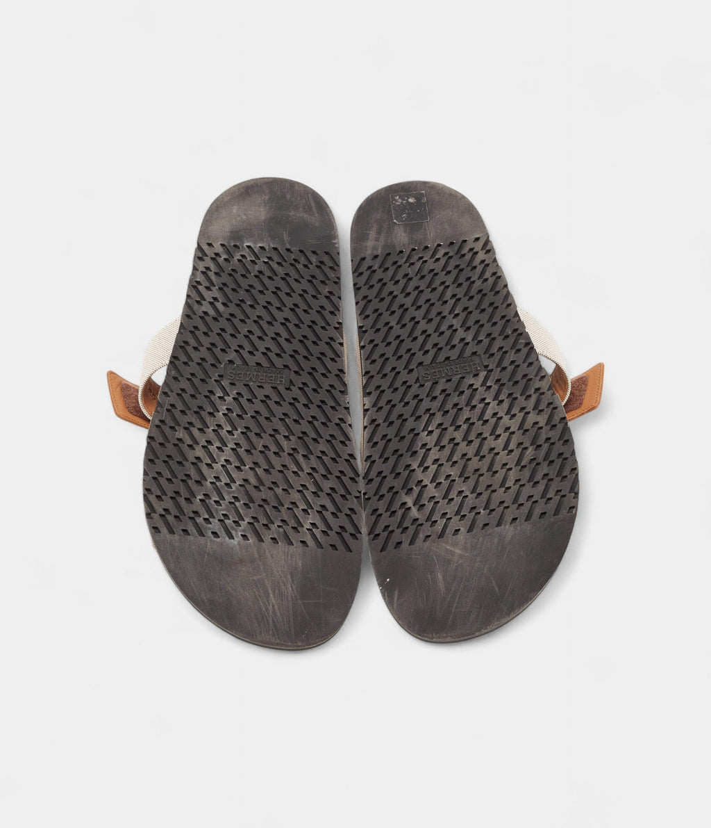 Hermes Grey/Brown Canvas Chypre Sandals 43 EU