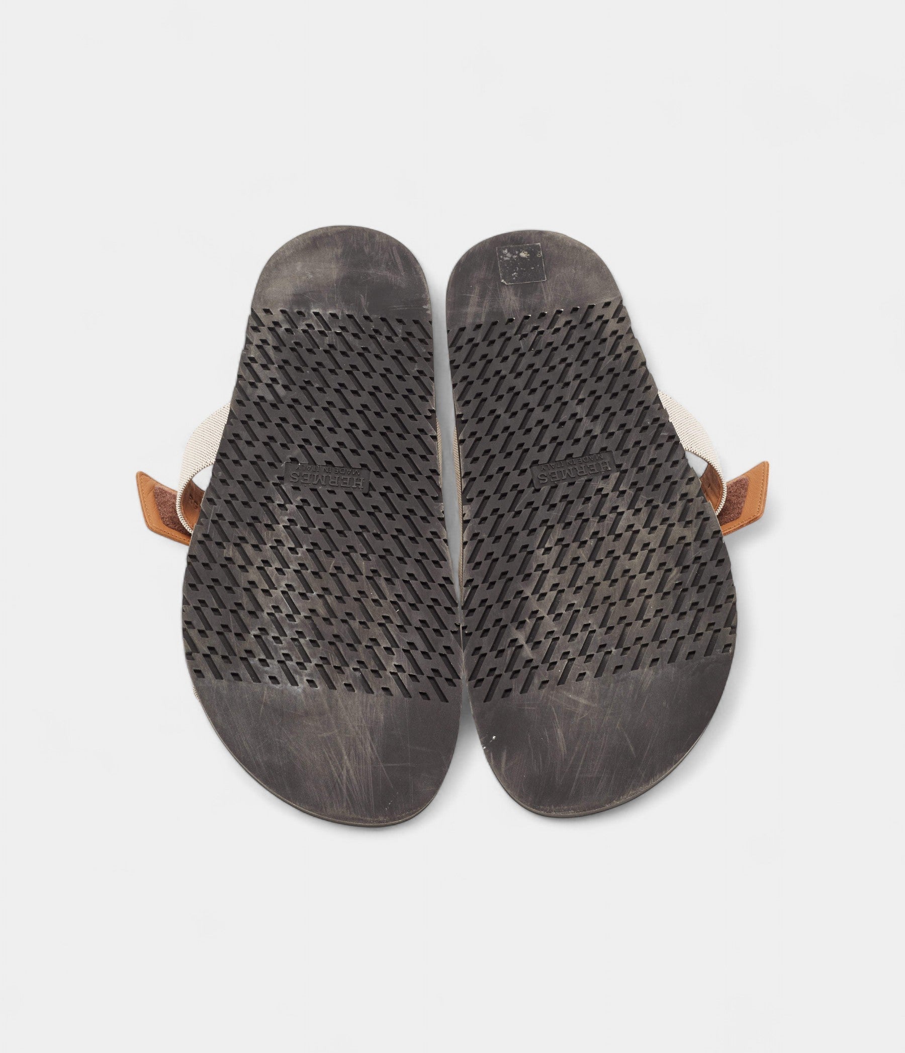Hermes Grey/Brown Canvas Chypre Sandals 43 EU