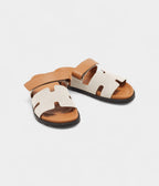 Hermes Grey/Brown Canvas Chypre Sandals 43 EU