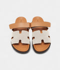 Hermes Grey/Brown Canvas Chypre Sandals 43 EU