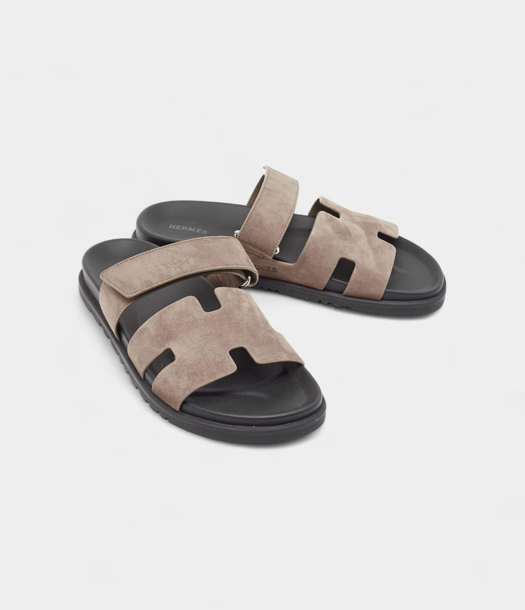 Hermes Grey Suede Chypre Sandals 42.5 EU