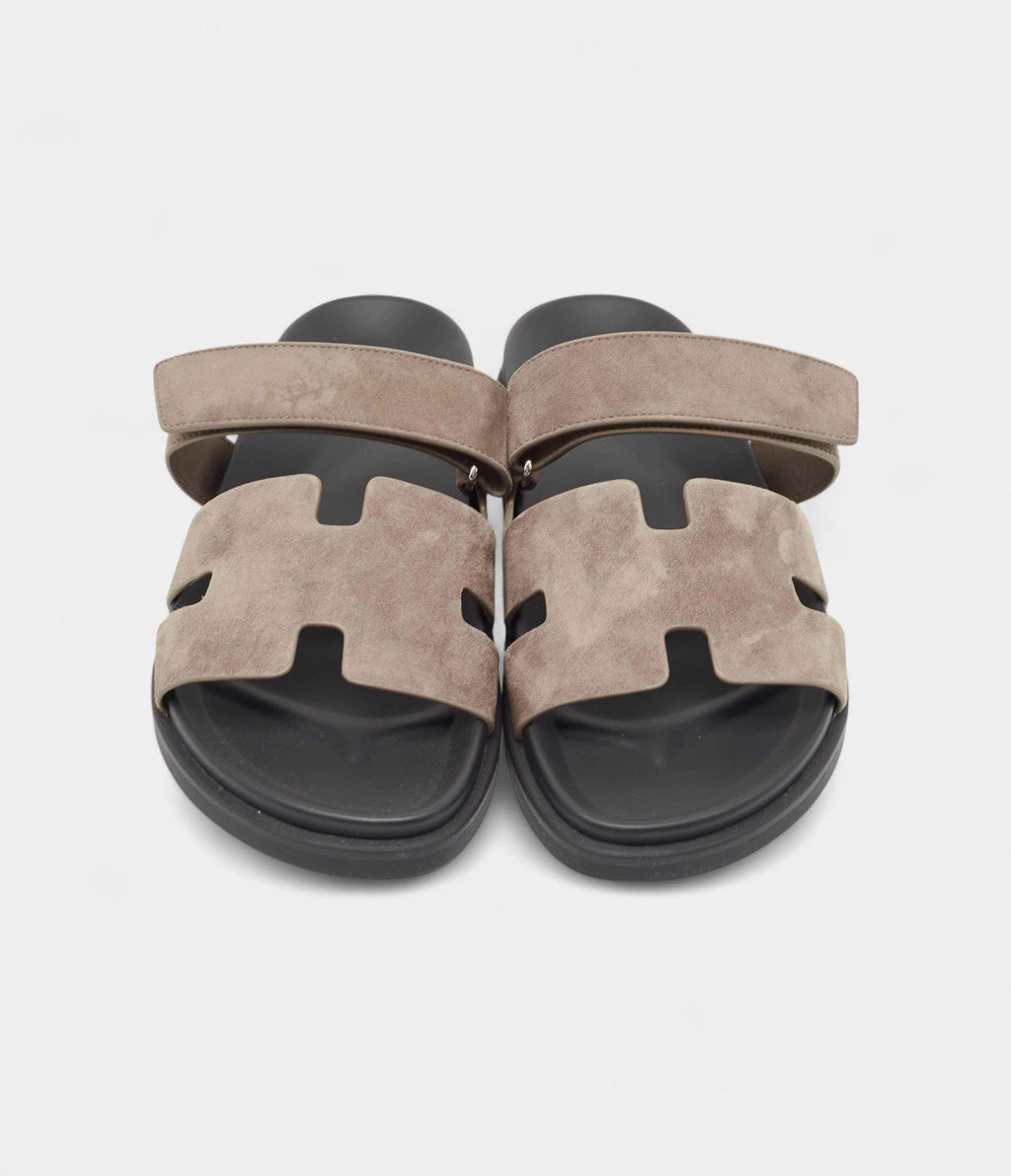 Hermes Grey Suede Chypre Sandals 42.5 EU