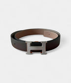 Hermes H Grey Leather Belt
