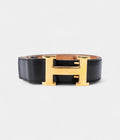 HMH Leather Belt with Signature Gold Buckle