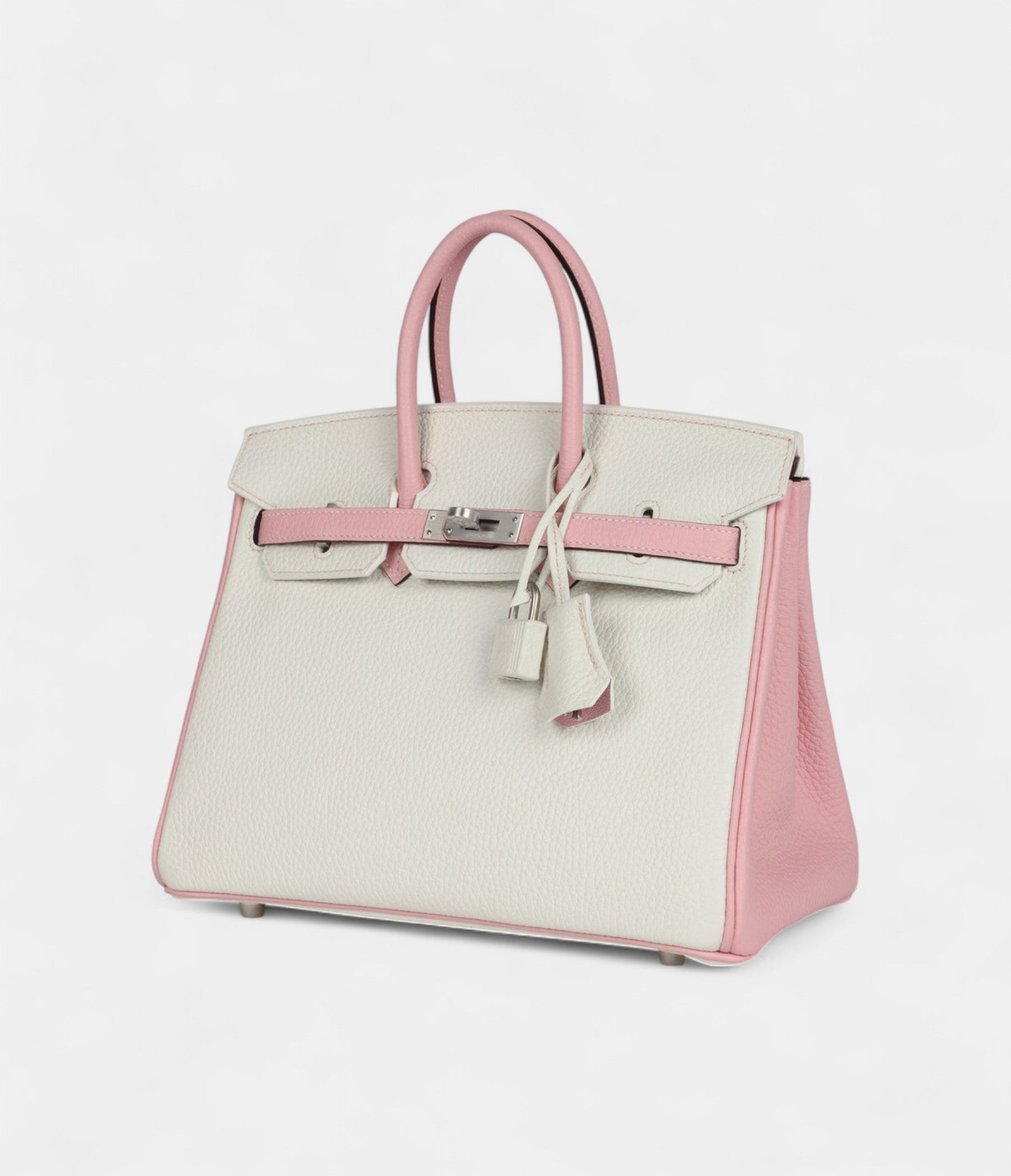 HM BK 25 – Rose Sakura & White Clemence with Brushed Palladium Hardware