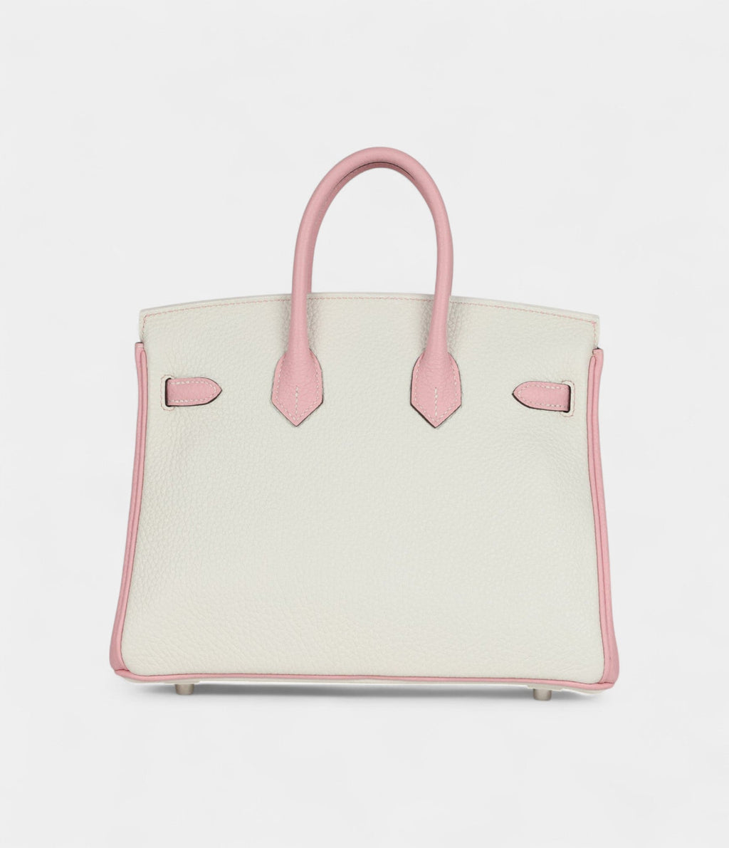 HM BK 25 – Rose Sakura & White Clemence with Brushed Palladium Hardware