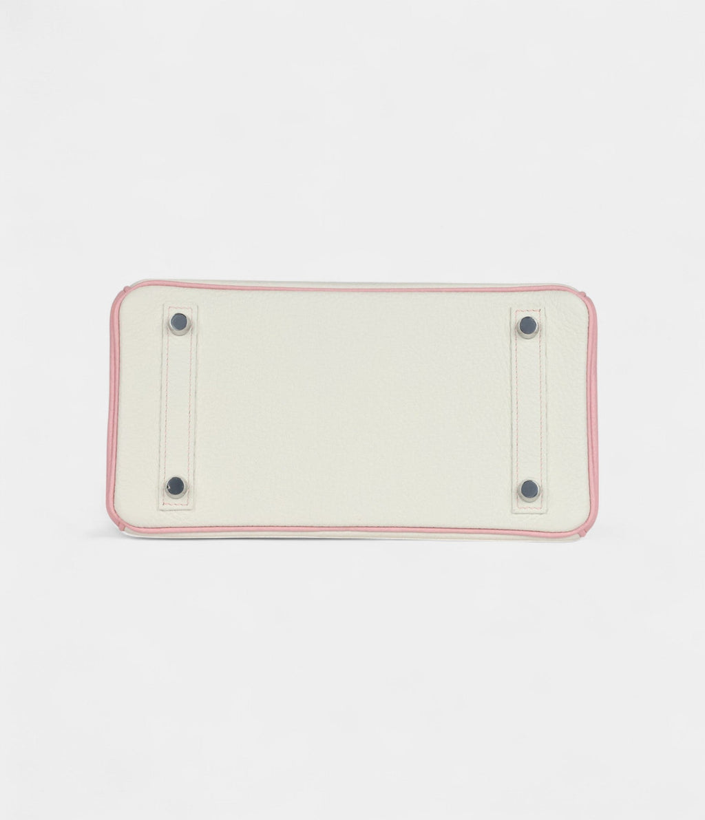 HM BK 25 – Rose Sakura & White Clemence with Brushed Palladium Hardware