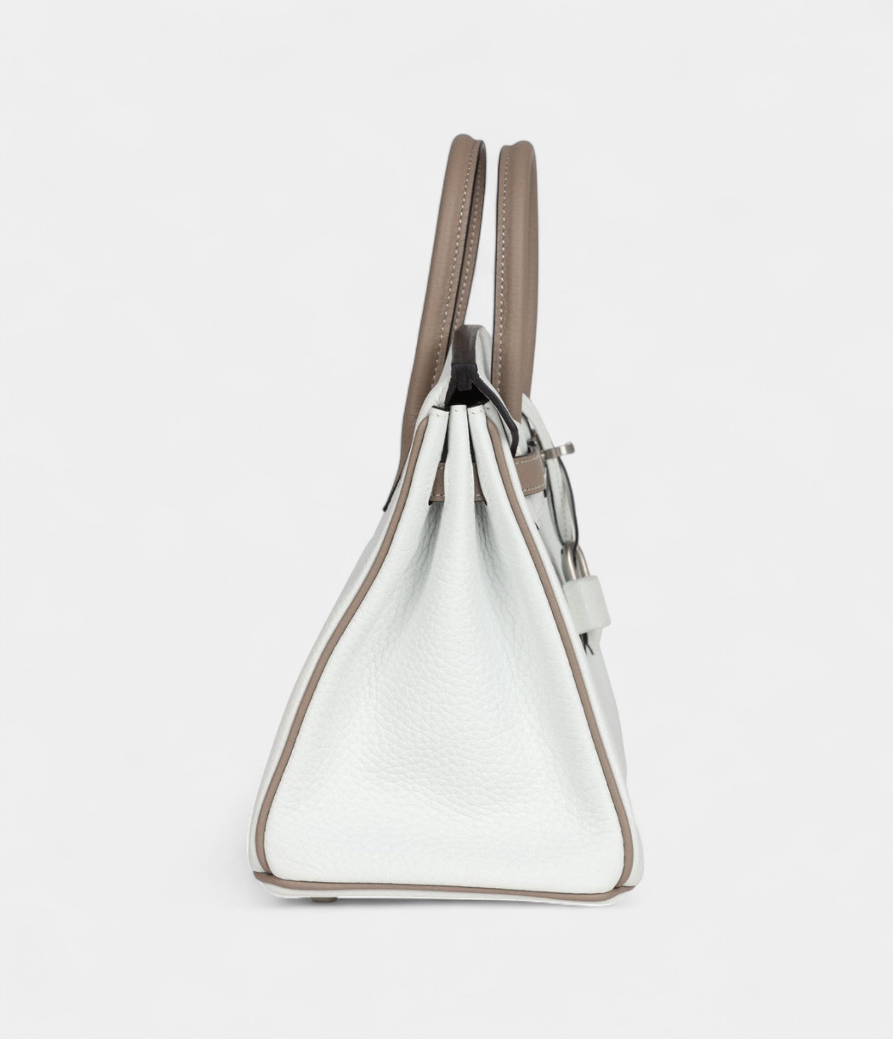 HM BK 25 – White & Etoupe Clemence with Brushed Palladium Hardware