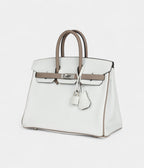 HM BK 25 – White & Etoupe Clemence with Brushed Palladium Hardware