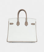 HM BK 25 – White & Etoupe Clemence with Brushed Palladium Hardware