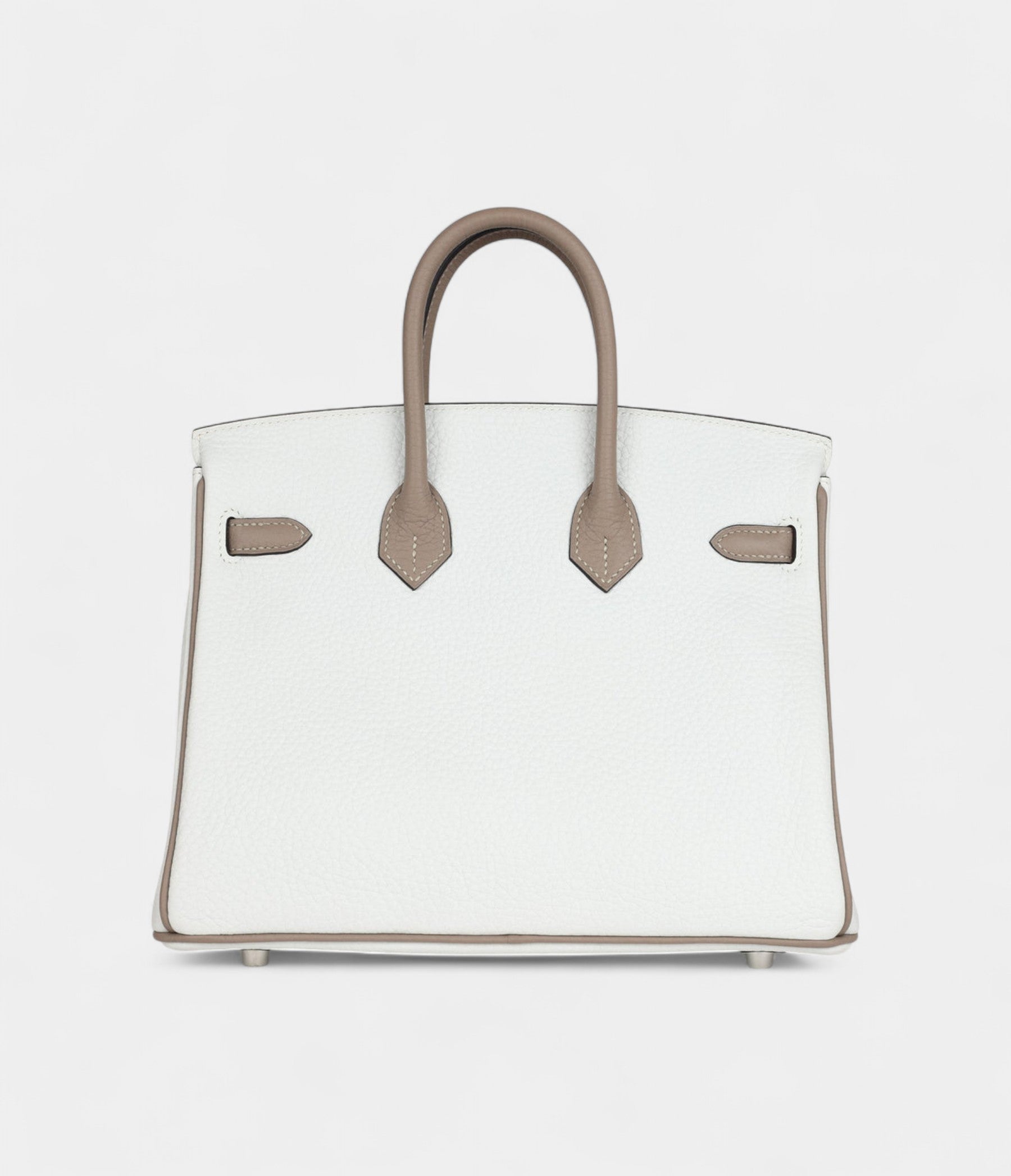 HM BK 25 – White & Etoupe Clemence with Brushed Palladium Hardware