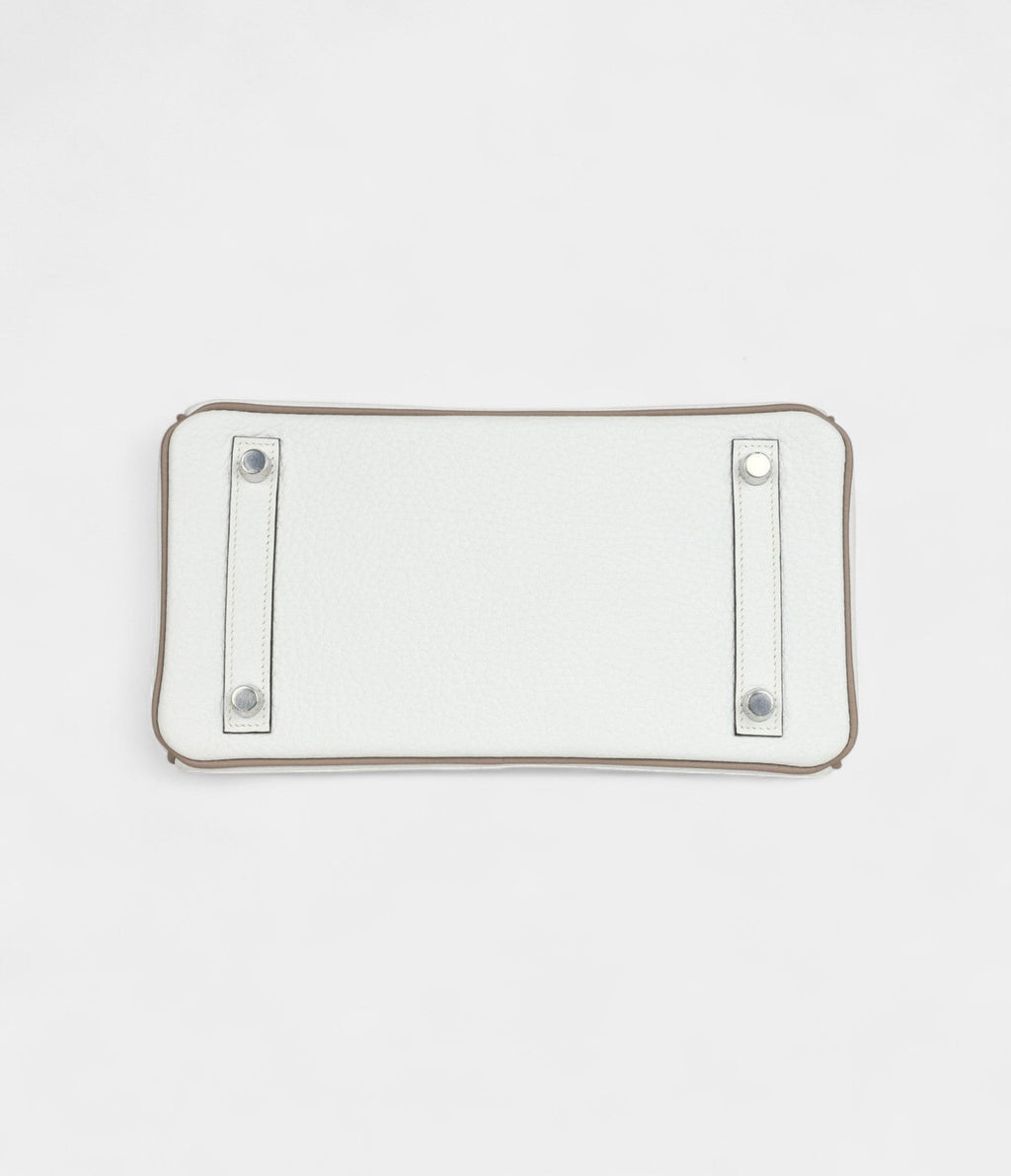 HM BK 25 – White & Etoupe Clemence with Brushed Palladium Hardware