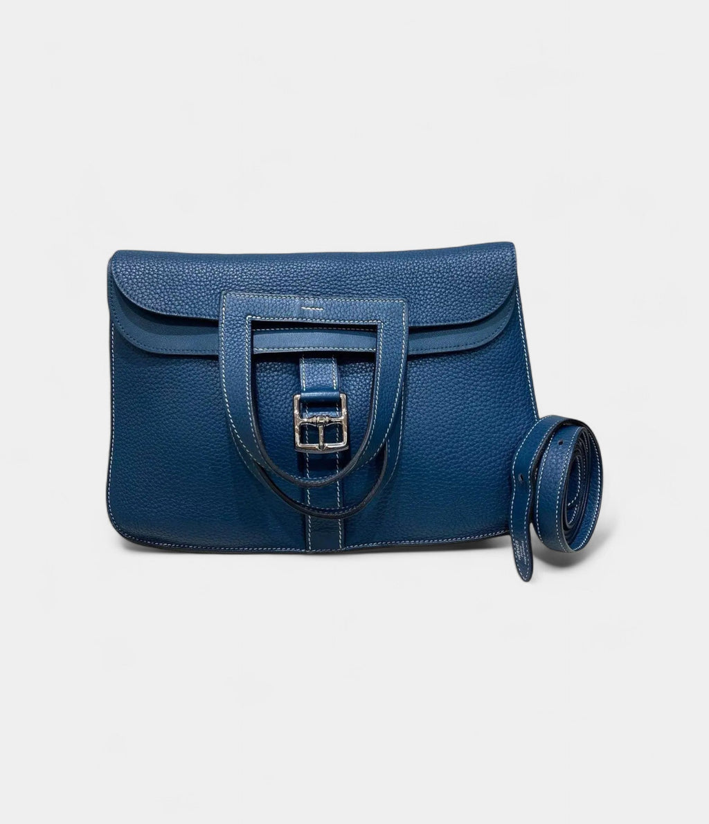 HMHalzan Blue Leather Handbag