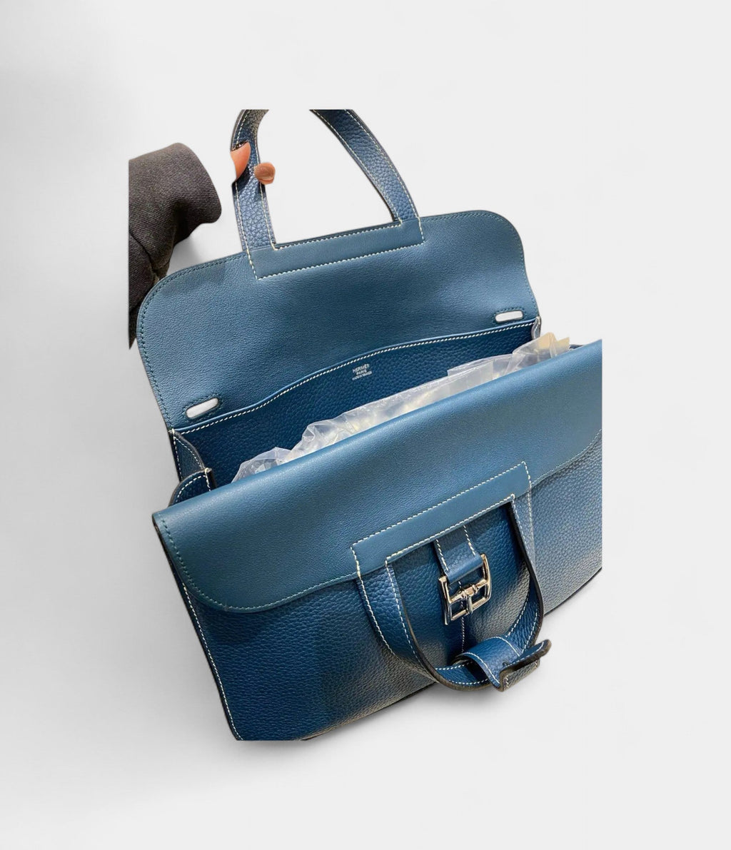 HMHalzan Blue Leather Handbag