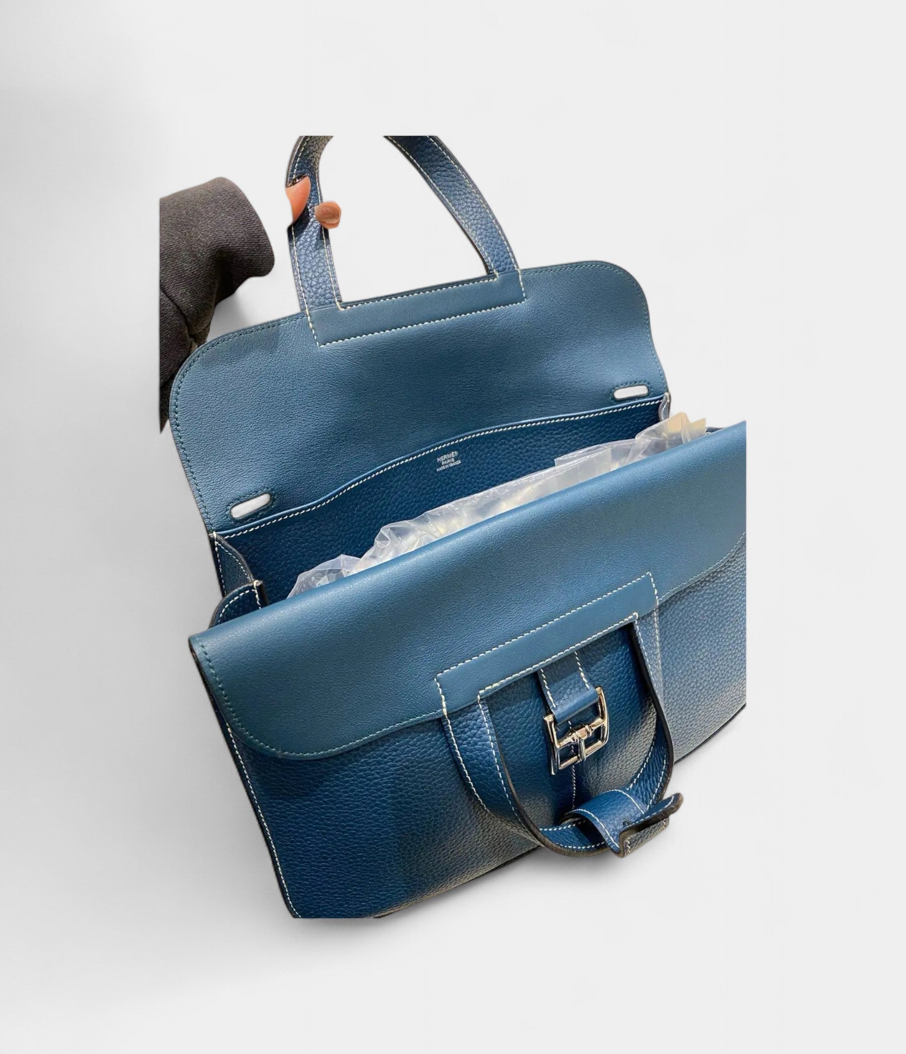 HMHalzan Blue Leather Handbag