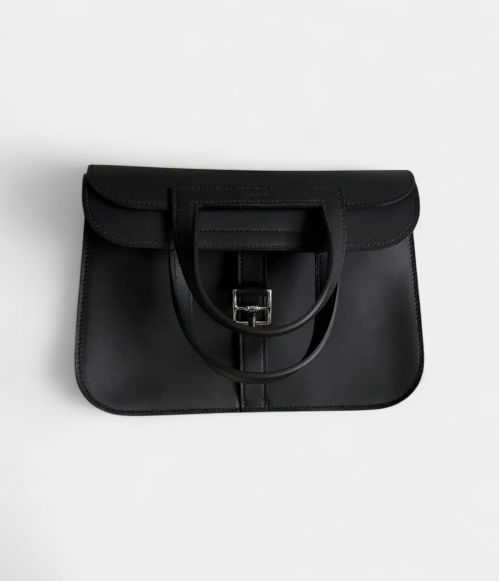 HMHalzan Leather Black Handbag