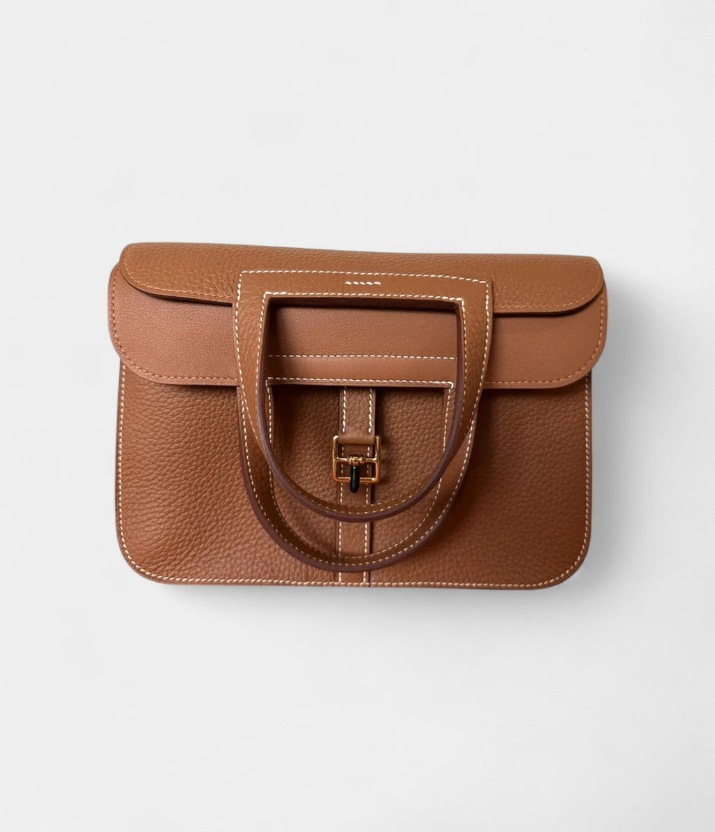 HMHalzan Leather Camel Handbag
