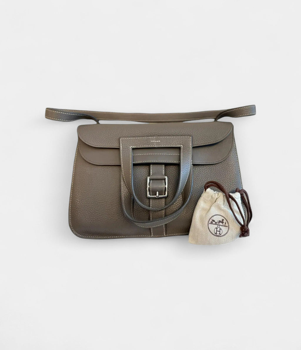 HMHalzan Leather Grey Handbag