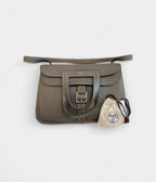 HMHalzan Leather Grey Handbag