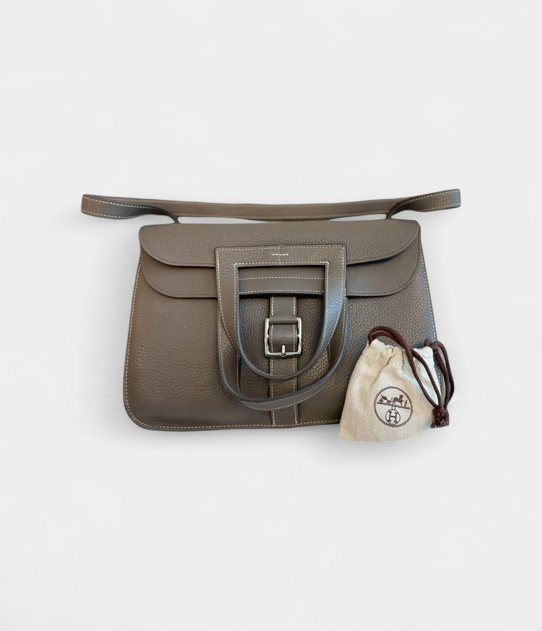 HMHalzan Leather Grey Handbag