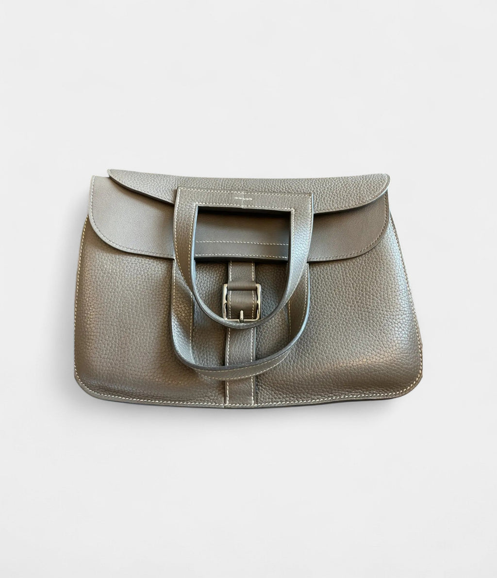 HMHalzan Leather Grey Handbag