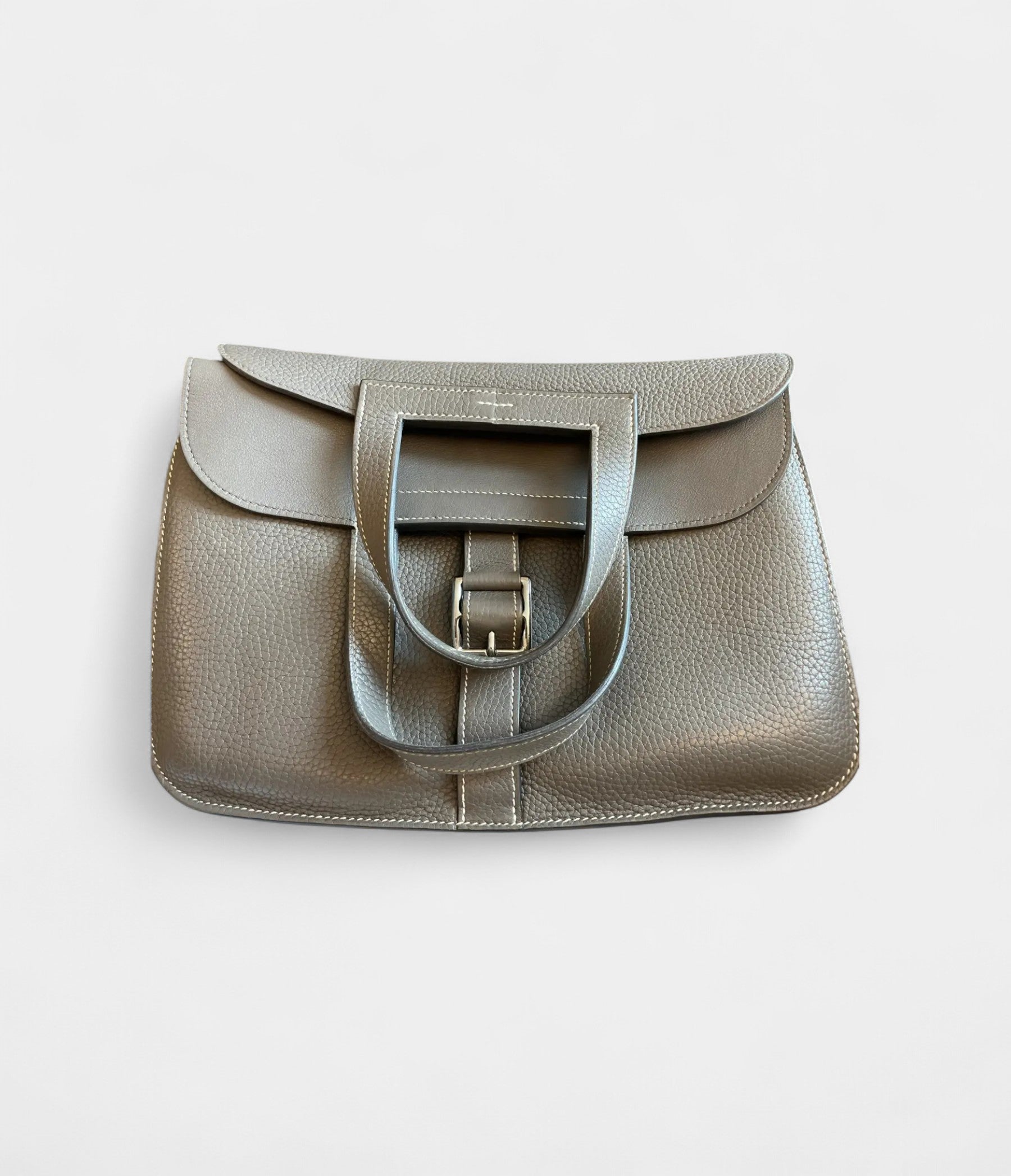 HMHalzan Leather Grey Handbag