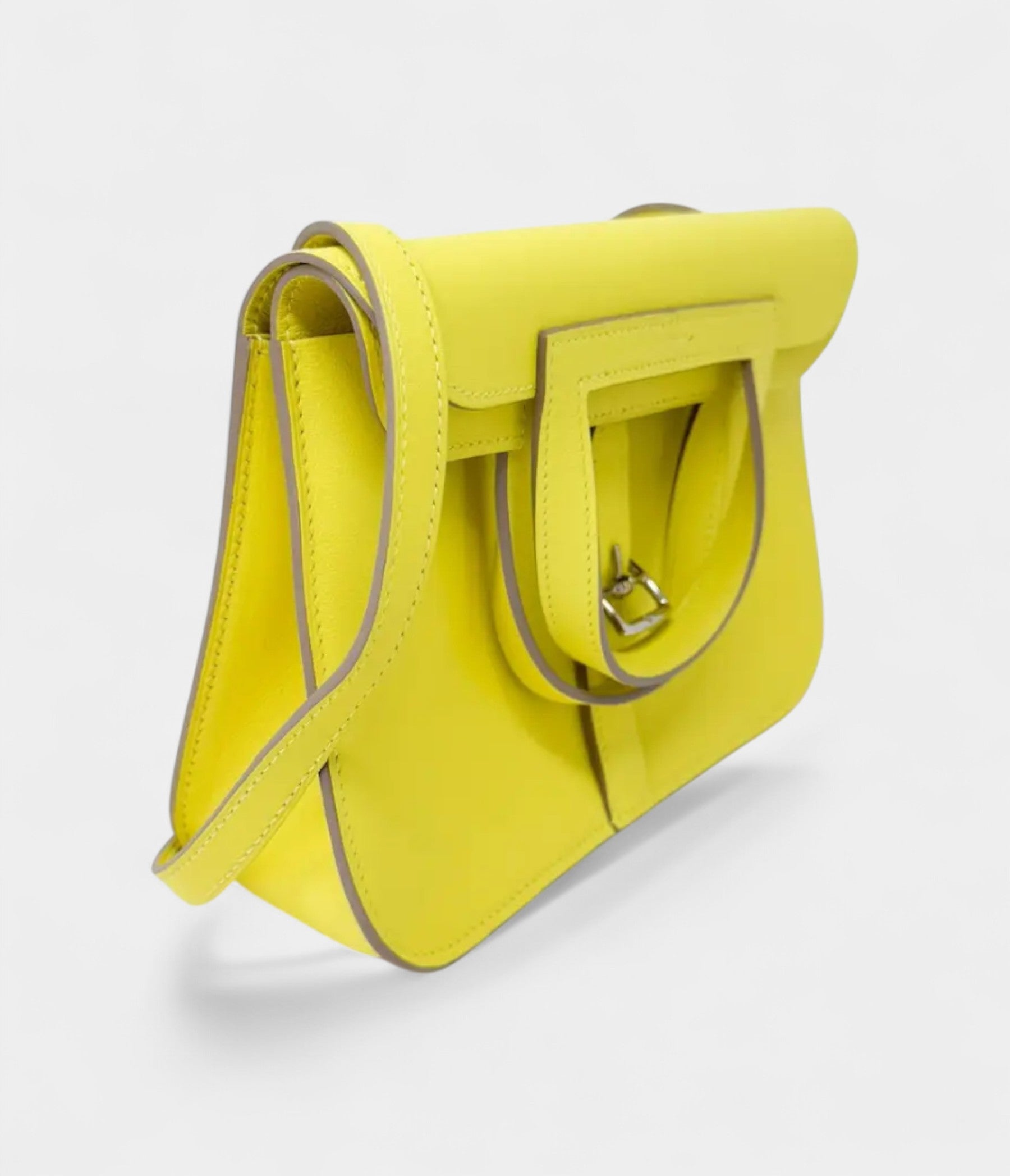 HMHalzan Leather Lime Yellow Handbag