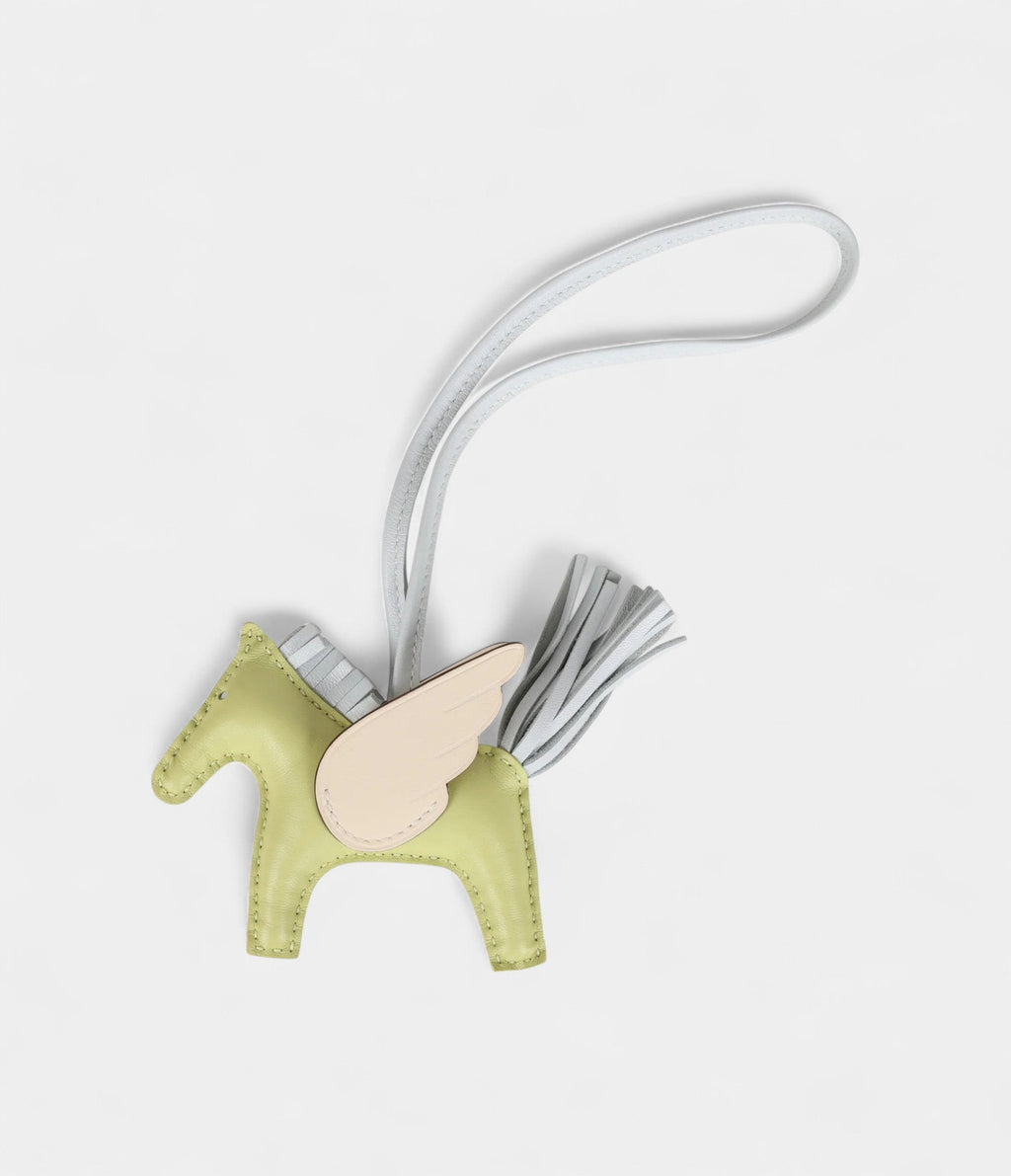 HMJaune Bourgeon Bleu Brume Nata Pegasus Horse Rodeo Bag Charm PM Milo Lambskin