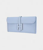 Hermes Jige Elan 29 Blue Brume Clutch Bag Evercolor Leather