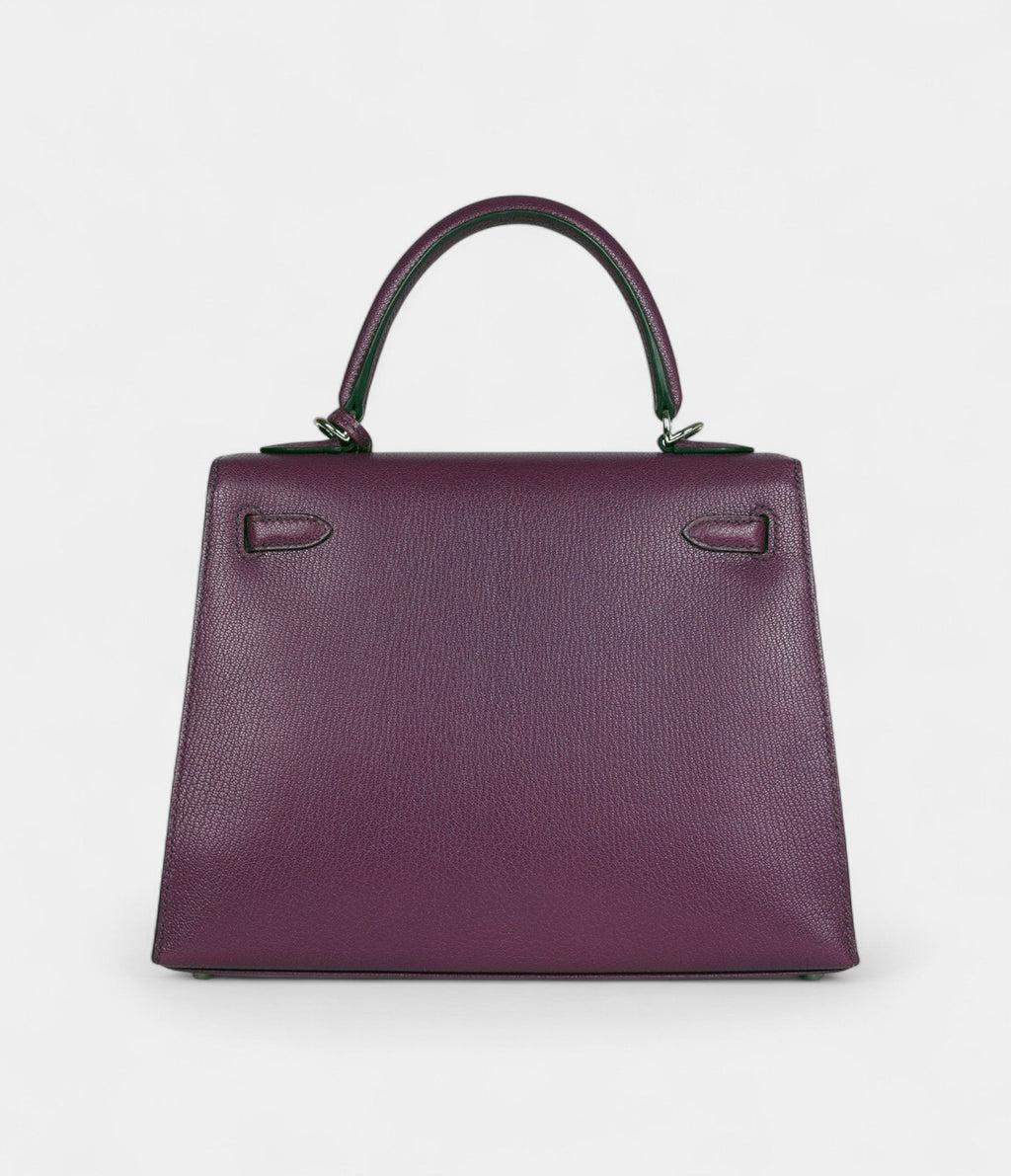Hermes Kelly 25 Anemone Chevre Mysore Palladium Hardware