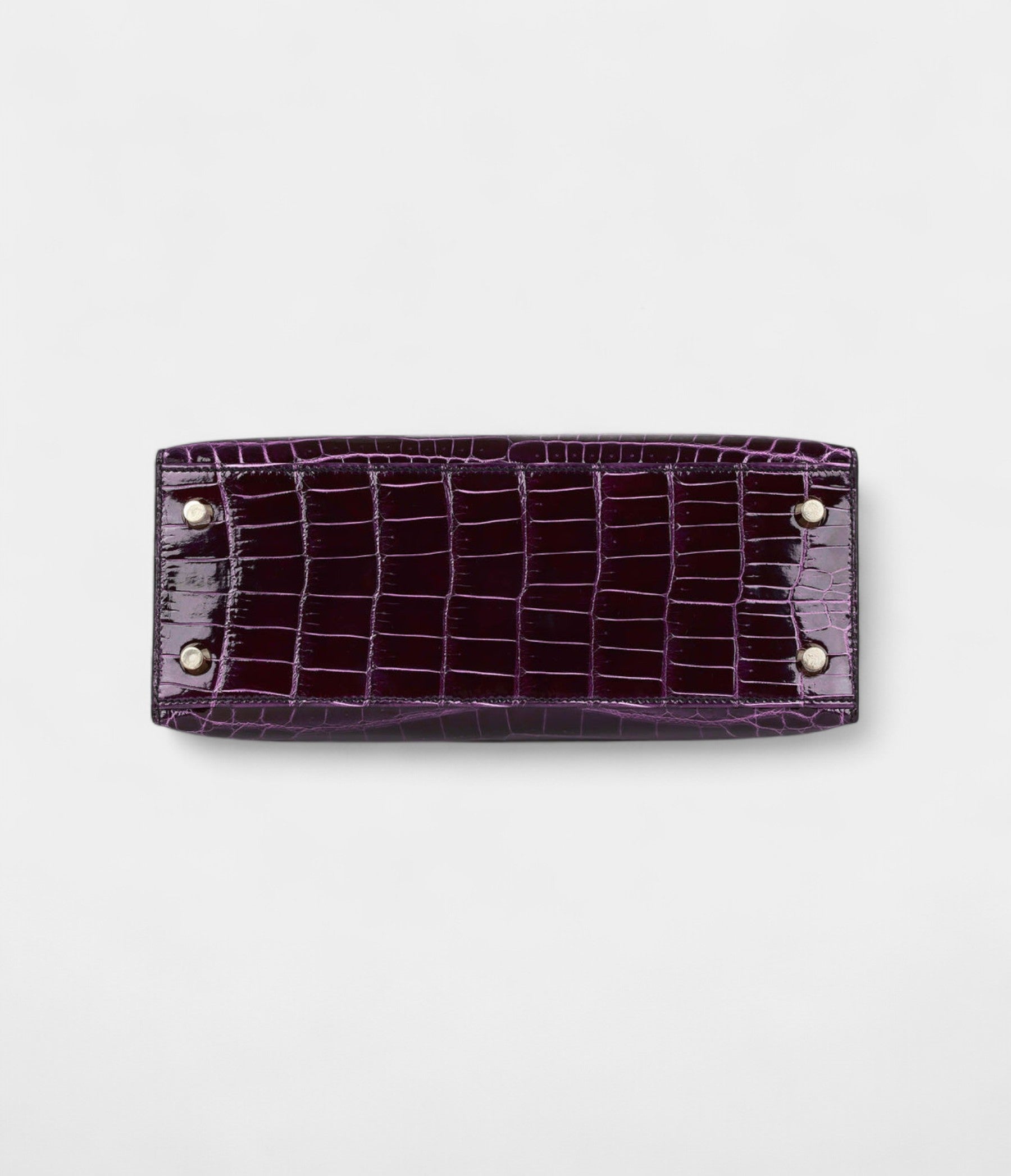 Hermes Kelly 25 Aubergine Shiny Niloticus Crocodile Gold Hardware