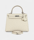 Hermes Kelly 25 Beton Ostrich Palladium Hardware