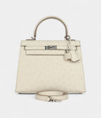 Hermes Kelly 25 Beton Ostrich Palladium Hardware