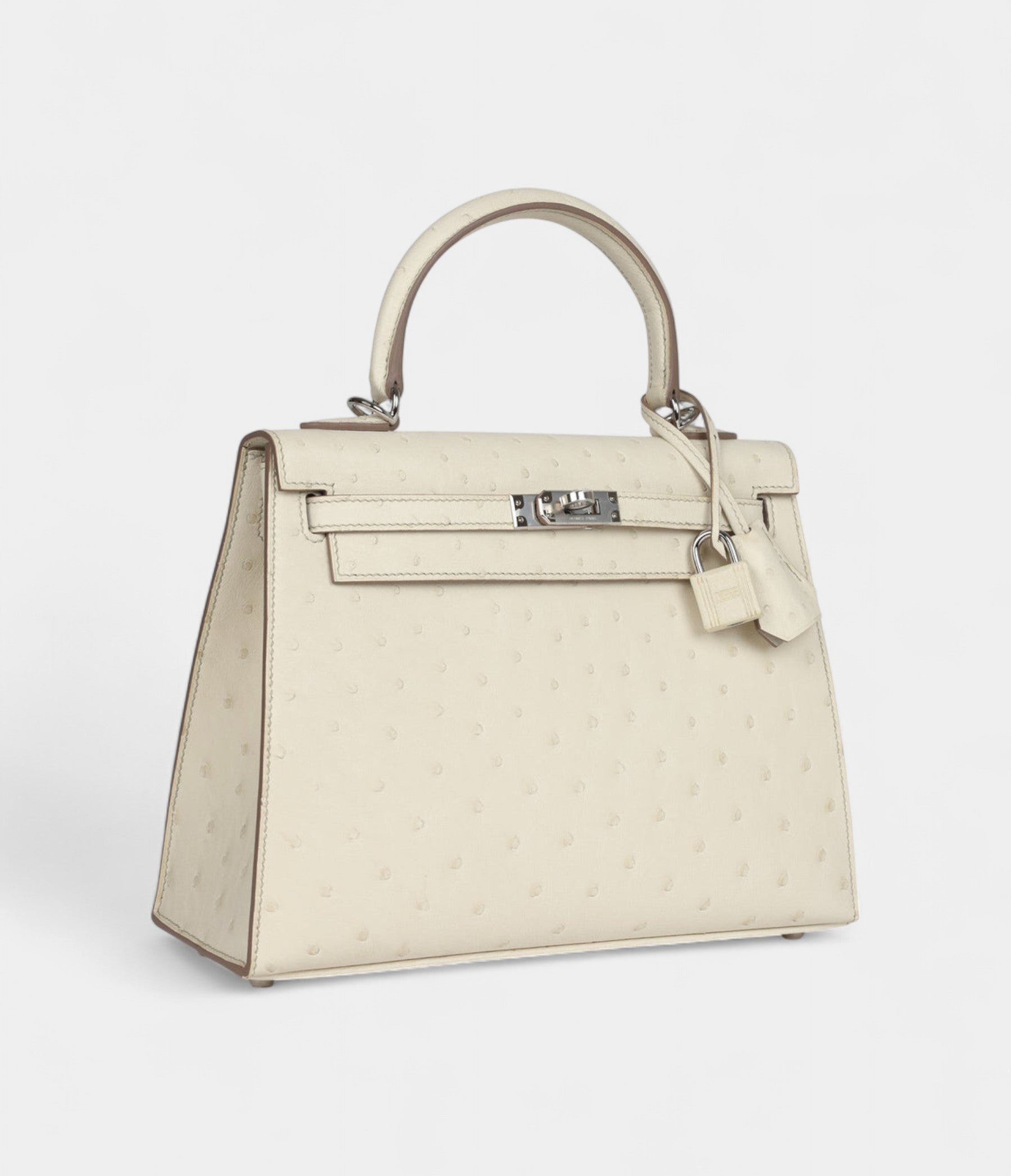 Hermes Kelly 25 Beton Ostrich Palladium Hardware