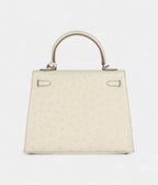 Hermes Kelly 25 Beton Ostrich Palladium Hardware