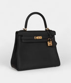 Hermes Kelly 25 Black Togo Gold Hardware