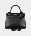 Hermes Kelly 25 Black Varanus Niloticus Lizard Gold Hardware