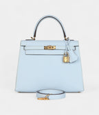 Hermes Kelly 25 Bleu Brume Epsom Gold Hardware
