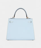 Hermes Kelly 25 Bleu Brume Epsom Gold Hardware