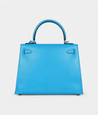 Hermes Kelly 25 Bleu Frida Chevre Gold Hardware