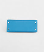 Hermes Kelly 25 Bleu Zanzibar Chevre Palladium Hardware