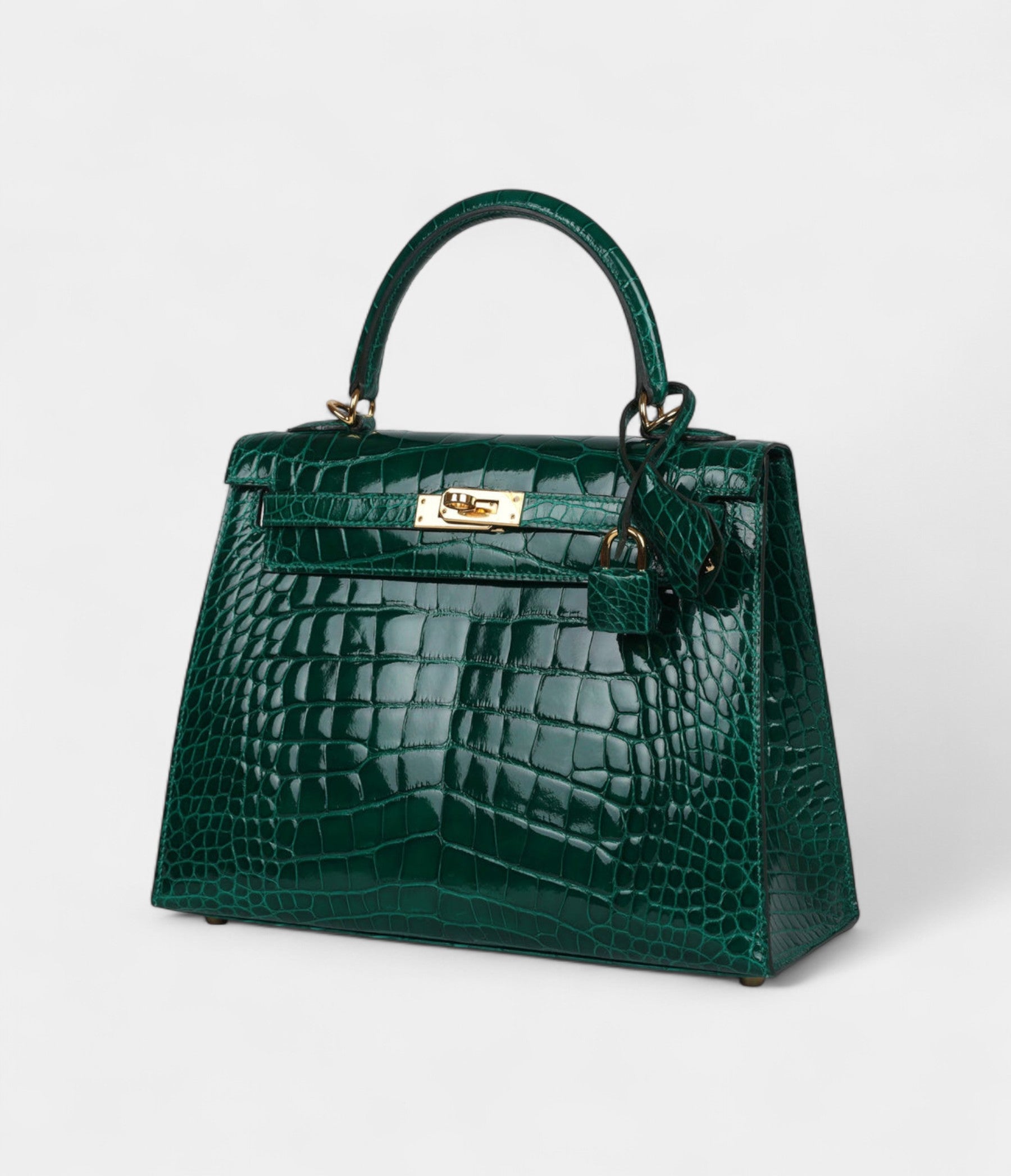 Hermes Kelly 25 Emerald Shiny Alligator Gold Hardware