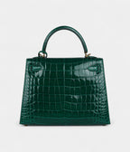 Hermes Kelly 25 Emerald Shiny Alligator Gold Hardware