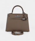 Hermes Kelly 25 Etoupe Epsom Palladium Hardware