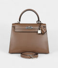 Hermes Kelly 25 Etoupe Tadelakt Palladium Hardware