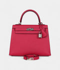 Hermes Kelly 25 Framboise Verso Epsom Palladium Hardware