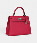 Hermes Kelly 25 Framboise Verso Epsom Palladium Hardware