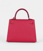 Hermes Kelly 25 Framboise Verso Epsom Palladium Hardware