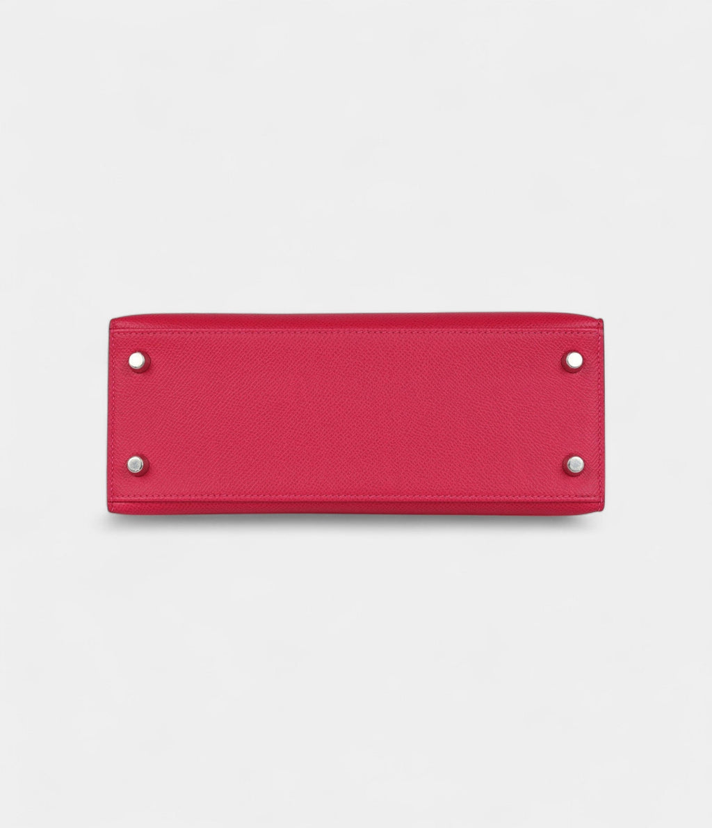 Hermes Kelly 25 Framboise Verso Epsom Palladium Hardware