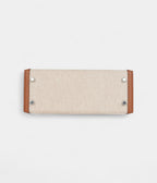 Hermes Kelly 25 Gold Swift and Ecru Toile Palladium Hardware